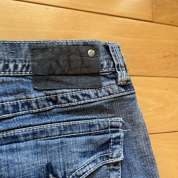 TK AXEL Vintage Boot Jeans Mens 38x32 Distressed Whiskers Faded Flap Pocket Logo - Picture 12 of 14